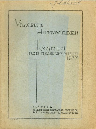 Vragen en Antwoorden - Examen grote veelzijdigheidsproef 1933 - 2e-hands in goede staat